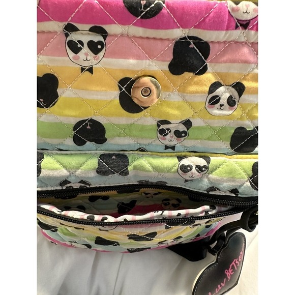 Luv Betsey Panda Bear Backpack Quilted Rainbow Stripes by Betsy Johnson - Picture 10 of 16